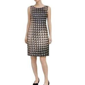 Mexx Women Polka Dot Sleeveless Shift Dress Taupe Black White Size 10 UK 36 CA